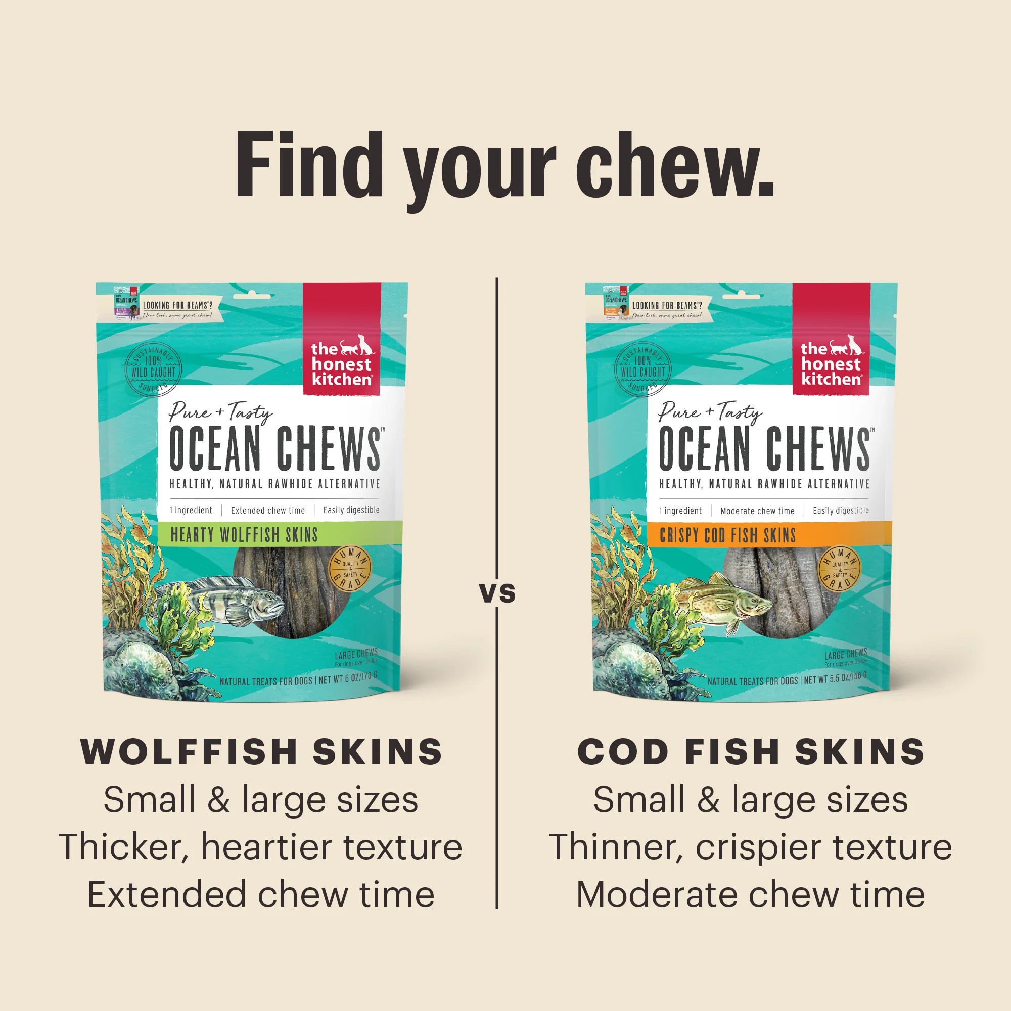 Ocean Chews Crispy Cod Fish Skins Beams - Image 3